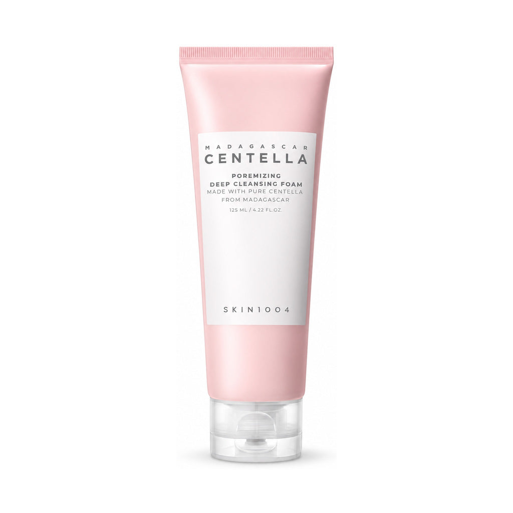 SKIN1004 Madagascar Centella Poremizing Deep Cleansing Foam 125 ml pink tube on a white background