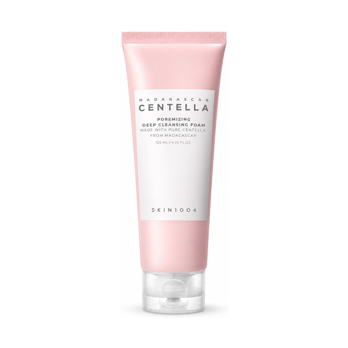 SKIN1004 Madagascar Centella Poremizing Deep Cleansing Foam 125 ml pink tube on a white background