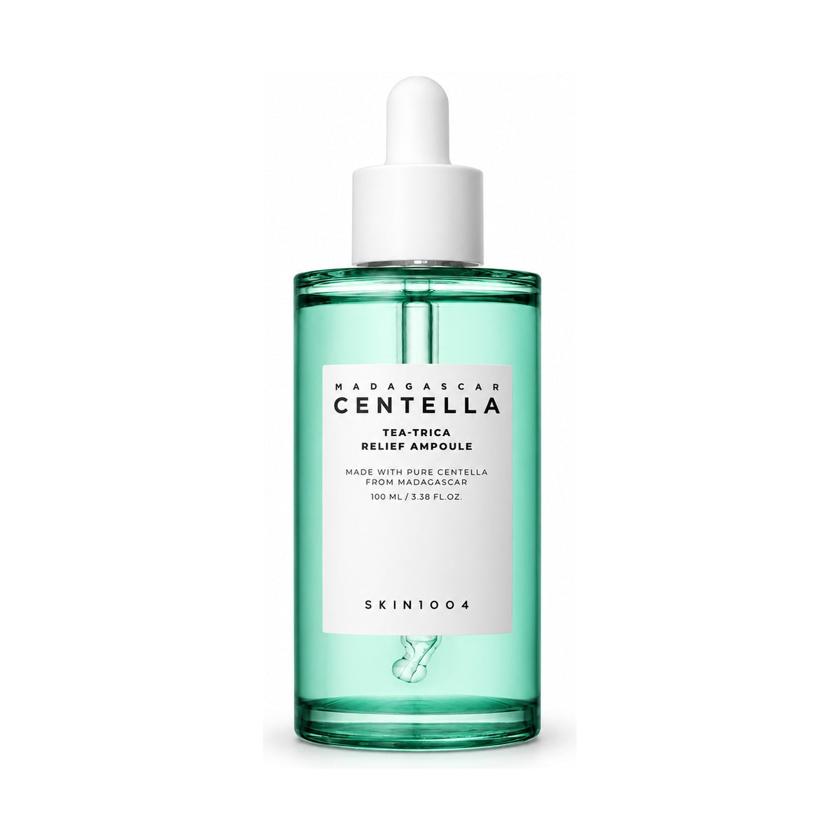 SKIN1004 Madagascar Centella Tea-Trica Relief Ampoule 100 ml dropper bottle on a white background