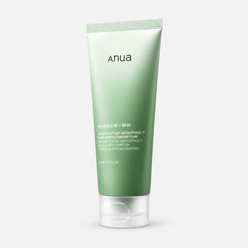 Anua Heartleaf + BHA Quercetinol Pore Deep Cleansing Foam 150 ml green tube with clear cap