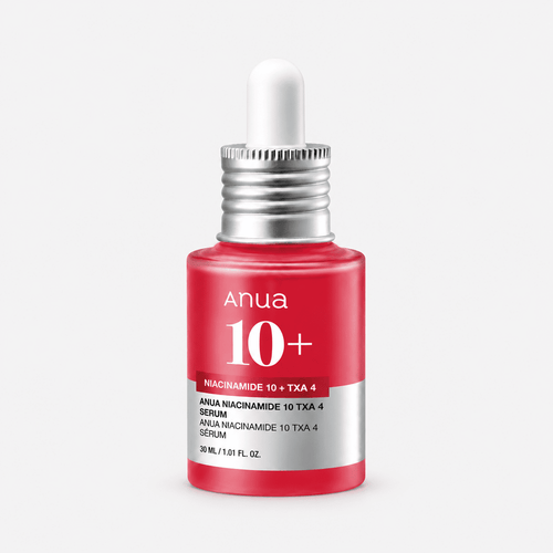 Anua Niacinamide 10 + TXA 4 Serum 30 ml red dropper bottle with silver collar