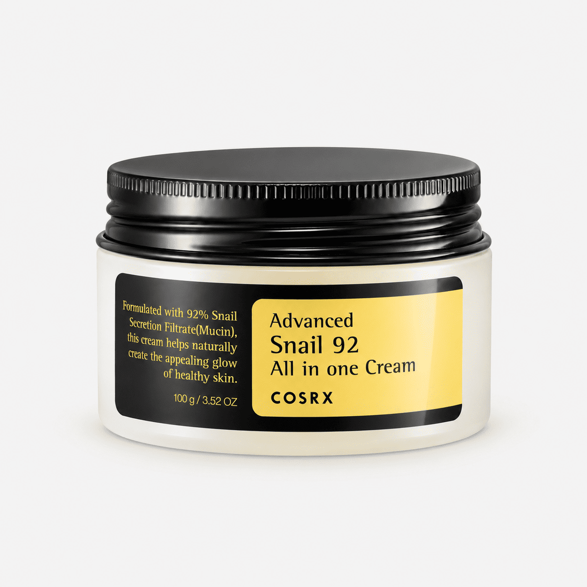 COSRX Advanced Snail 92 All in One Cream 100 g jar with black lid and yellow label