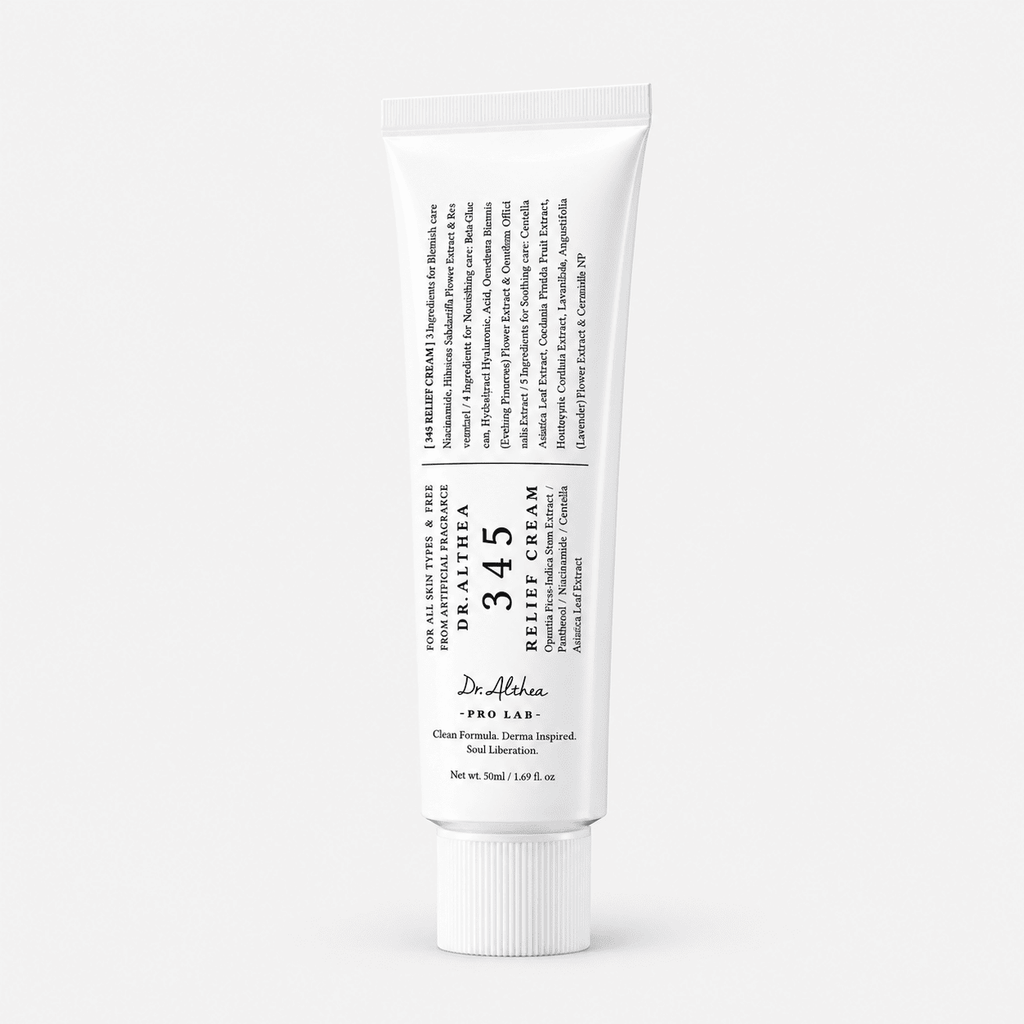 Dr. Althea 345 Relief Cream 50 ml white tube with ingredient list on the label